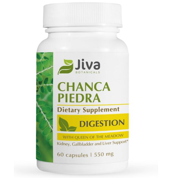 Frasco de cápsulas Jiva Botanicals Chanca Piedra para salud renal