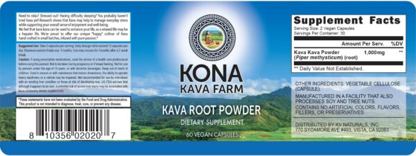 Frasco de cápsulas de kava premium Kona Kava Farms