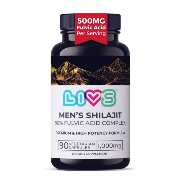 Version 1.0.0 Frasco cápsulas LIVS shilajit puro Himalaya y ácido fúlvico para hombres