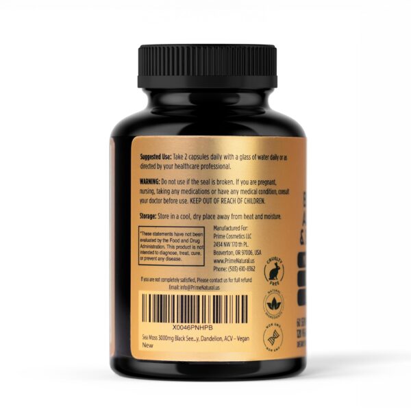 Frasco y cápsulas en mesa