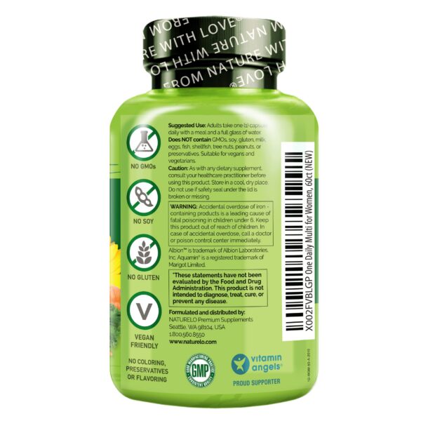 Frasco cápsulas multivitaminas NATURELO vegano sin soja
