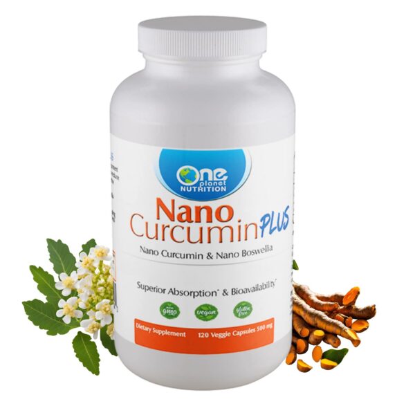 Frasco cápsulas Nano Curcumina Plus One Planet Nutrition 500 mg