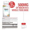 Frasco cápsulas niacina solaray 500 mg vitamina b3
