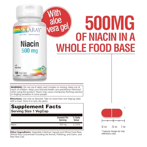 Frasco cápsulas niacina solaray 500 mg vitamina b3