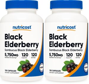 Frasco de cápsulas Nutricost de saúco