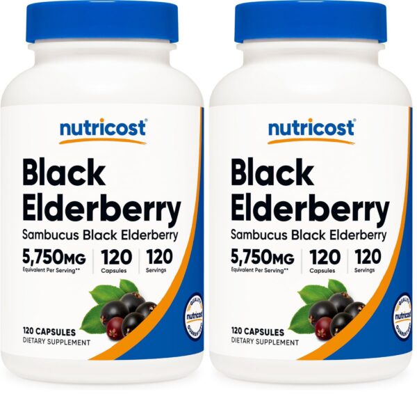 Frasco de cápsulas Nutricost de saúco