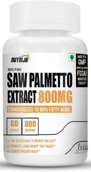 Frasco cápsulas NutriJa Saw Palmetto Extracto 800mg blanco