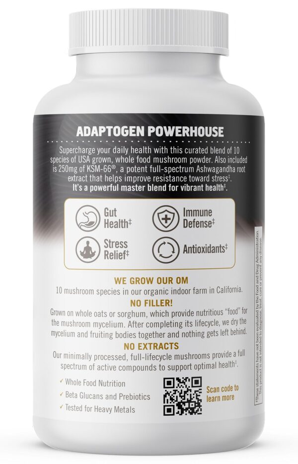 Frasco cápsulas OM MUSHROOM SUPERFOOD 10 hongos y adaptógenos