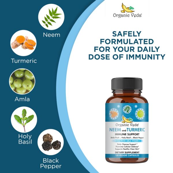 Frasco cápsulas Organic Veda para defensa celular y bienestar