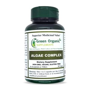 Frasco cápsulas orgánicas Green Organic con algas y chlorella