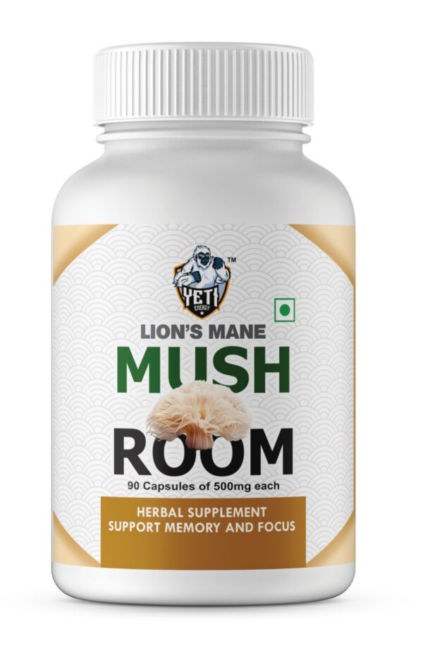 Frasco cápsulas orgánicas Lions Mane YetiEnergy