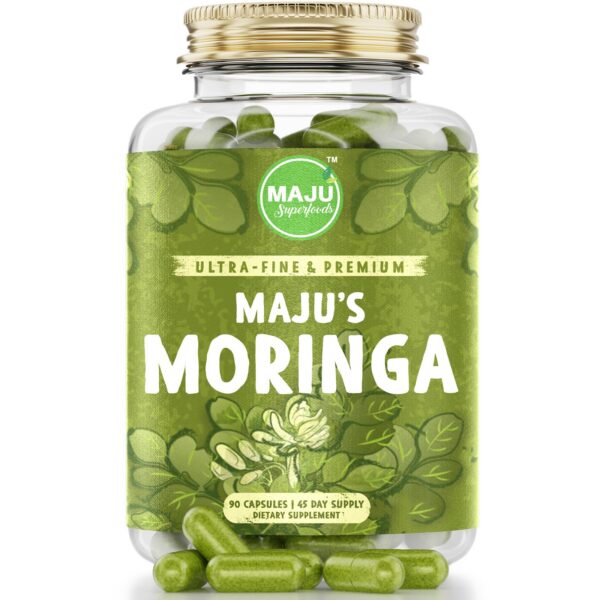 Frasco Cápsulas Orgánicas de Moringa Maju Superfoods