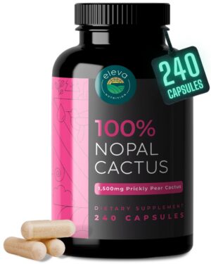 Frasco cápsulas orgánicas de nopal Eleva Nutrition 240 unidades