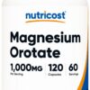 Frasco de cápsulas Orotato de Magnesio Nutricost 1000mg