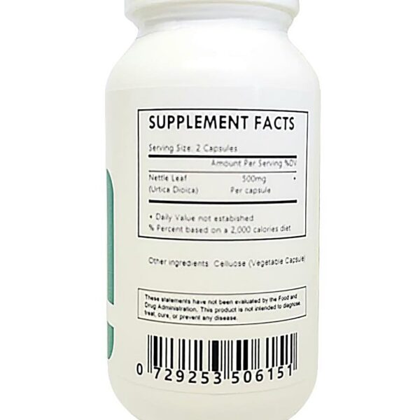 Frasco con cápsulas polvo ortiga Herbal Island 60 unidades