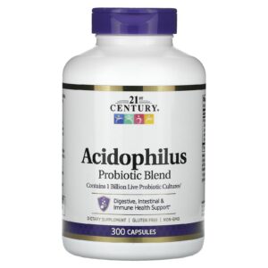 Frasco de cápsulas probióticas 21st Century Acidophilus 150 unidades