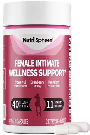 Frasco de cápsulas probióticas NutriShpere para mujer