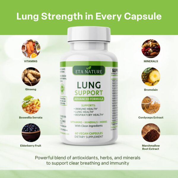 Frasco de cápsulas para apoyo pulmonar ETANATURE 60 cápsulas