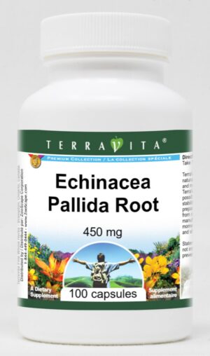 Frasco de cápsulas raíz de Echinacea Pallida 450 mg TerraVita
