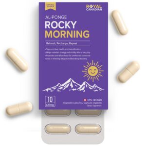 Frasco de cápsulas ROCKY MORNING para soporte hepático