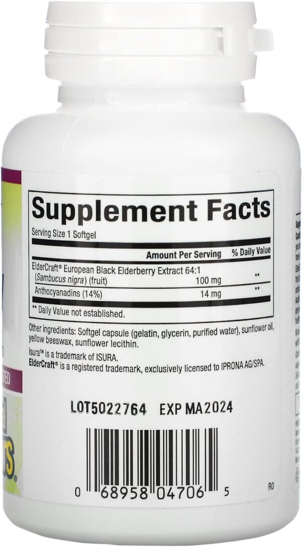 Frasco de cápsulas de saúco negro Natural Factors 100 mg