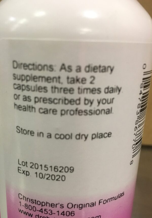 Frasco cápsulas Saw Palmetto Christopher's 100 unidades