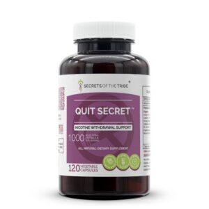 Frasco de cápsulas Secrets of the Tribe Quit Secret para cesación
