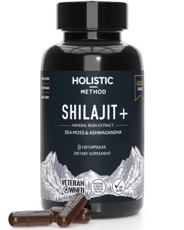 Frasco cápsulas Shilajit puro Himalaya Holistic Method 120 cápsulas