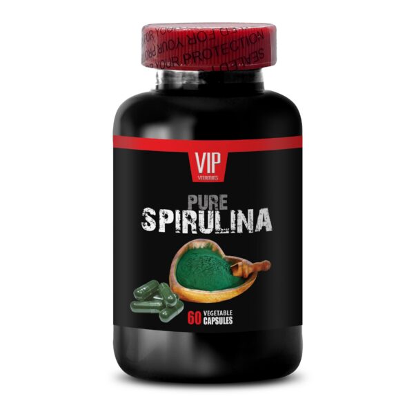 Frasco cápsulas de spirulina natural suplemento saludable