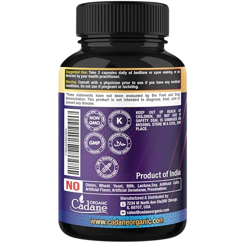 Version 1.0.0 Frasco y cápsulas de suplemento natural Organic Cadane