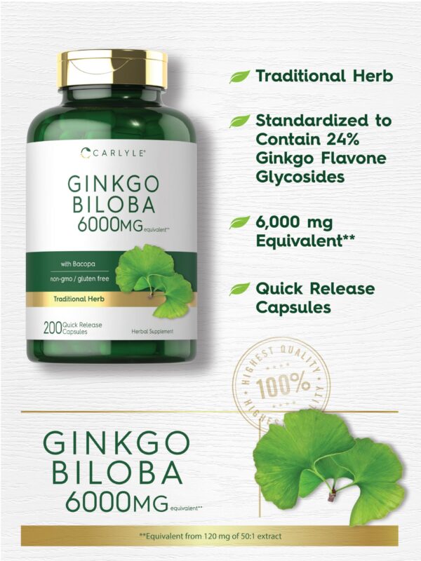 Version 1.0.0 Frasco y cápsulas suplemento para salud mental Ginkgo Biloba