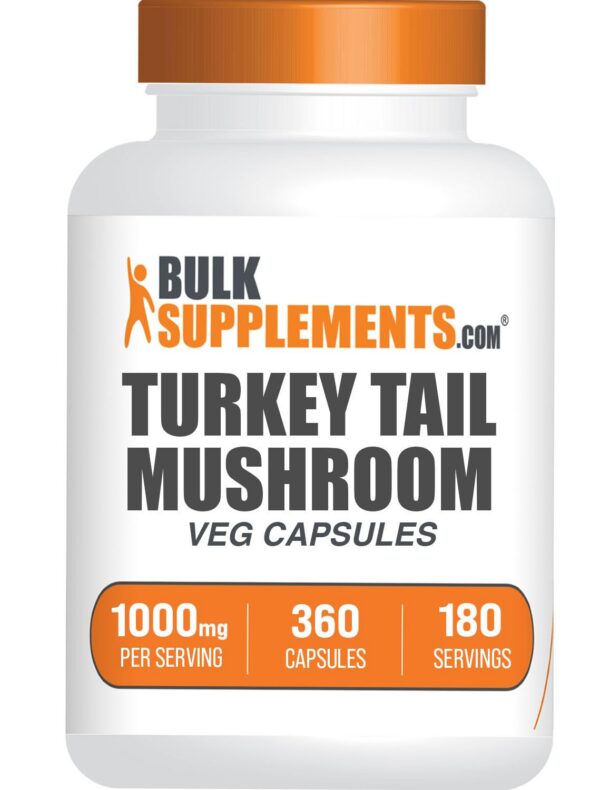 Frasco cápsulas Turkey Tail BulkSupplements extracto Coriolus