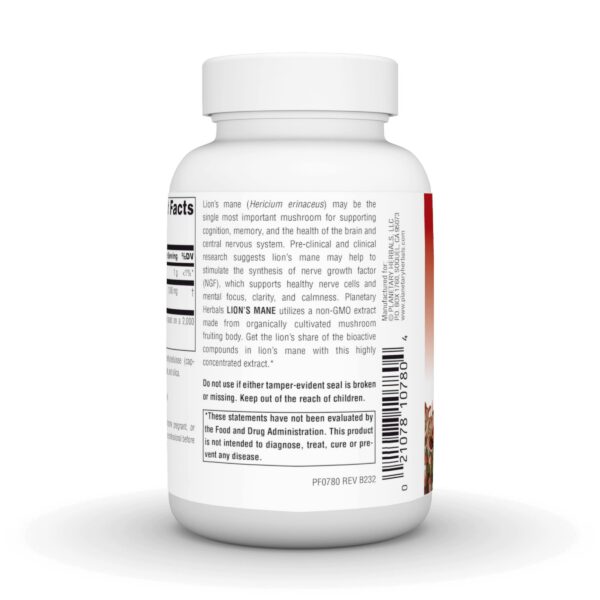 Frasco cápsulas veganas Melena de León Planetary Herbals