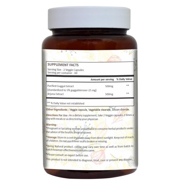 Frasco de cápsulas vegetales AYURFOREST Guggul con Arjuna