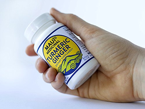 Frasco cápsulas vegetales cúrcuma jengibre orgánico Maui Medicinal Herbs