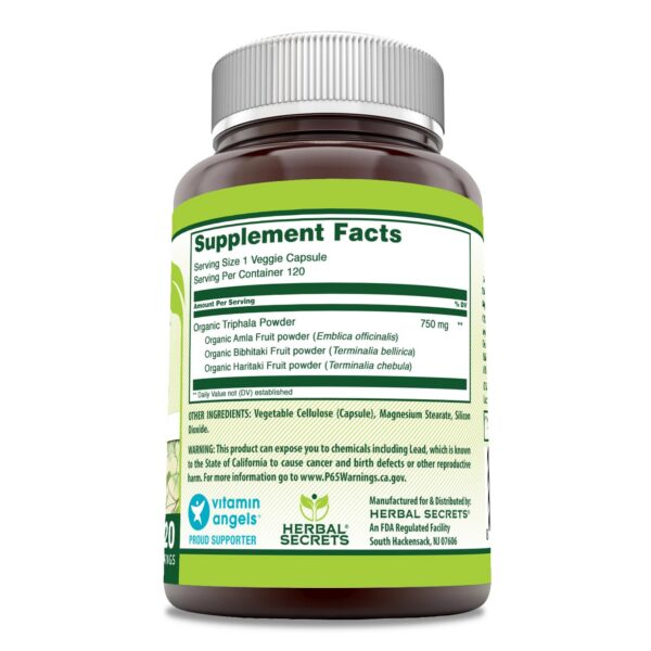 Version 1.0.0 Frasco cápsulas vegetales triphala Herbal Secrets 120 unidades