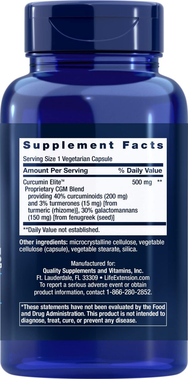 Frasco cápsulas vegetarianas Life Extension Curcumina Elite