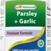 Frasco de cápsulas vegetarianas de perejil y ajo Best Naturals