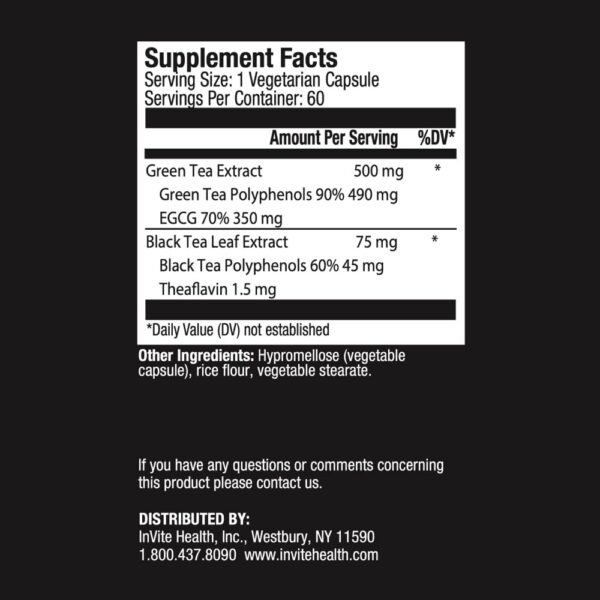 Frasco de cápsulas vegetarianas de té verde Invite Health