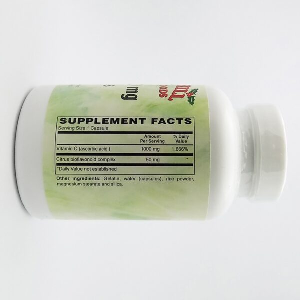 Frasco de cápsulas vitamina C 1000mg sabor natural Holly Hill