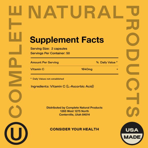 Frasco de cápsulas vitamina c libre de gluten y azúcar