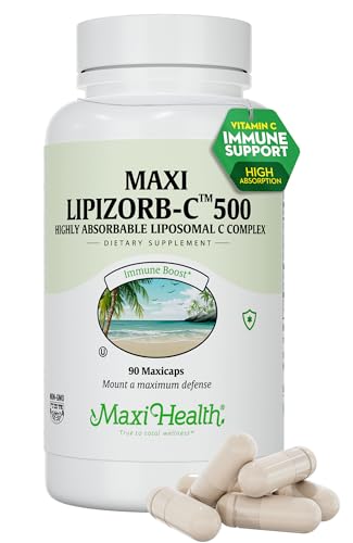 Frasco cápsulas vitamina C liposomal Maxi Health 500mg