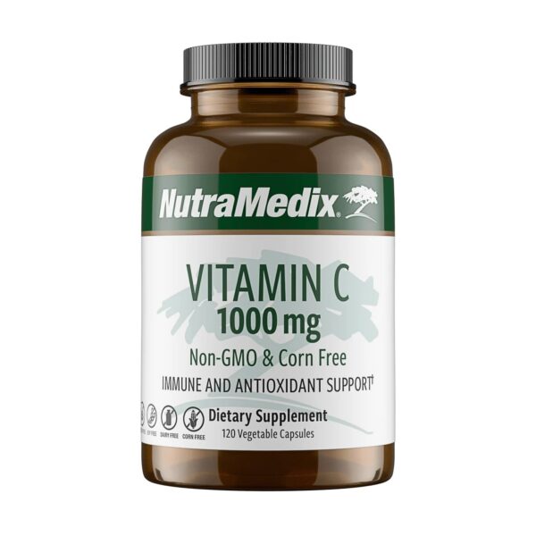Frasco de cápsulas vegetales de vitamina C sin maíz NutraMedix