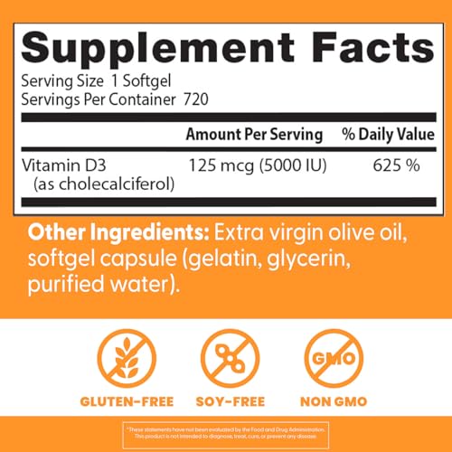 Frasco cápsulas Vitamina D3 5000 UI Doctor's Best vista frontal