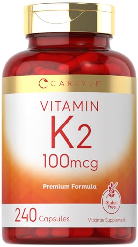 Frasco cápsulas Vitamina K2 100 mcg Carlyle beige
