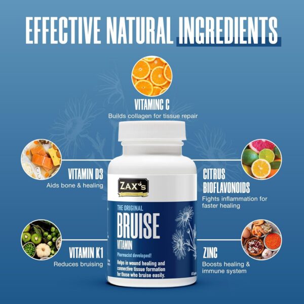 Frasco de cápsulas vitamina moretones Zax's