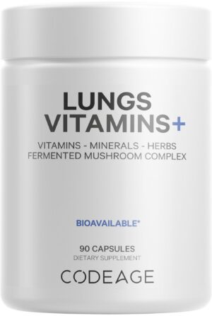 Frasco de cápsulas vitamínicas para pulmones Codeage