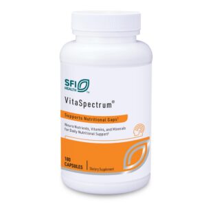 Frasco de cápsulas VitaSpectrum Klaire Labs multivitamínico para niños