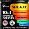 Frasco de cápsulas VitaUp Shilajit 10 en 1 con kava kava
