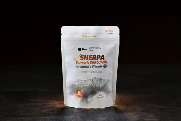 Frasco cápsulas vSherpa cúrcuma curcumina 60 unidades